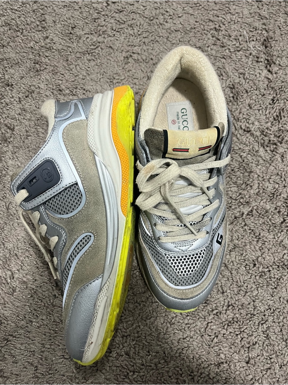 Gucci Ultrapace Silver Metallic Sneakers - Picture 13 of 16